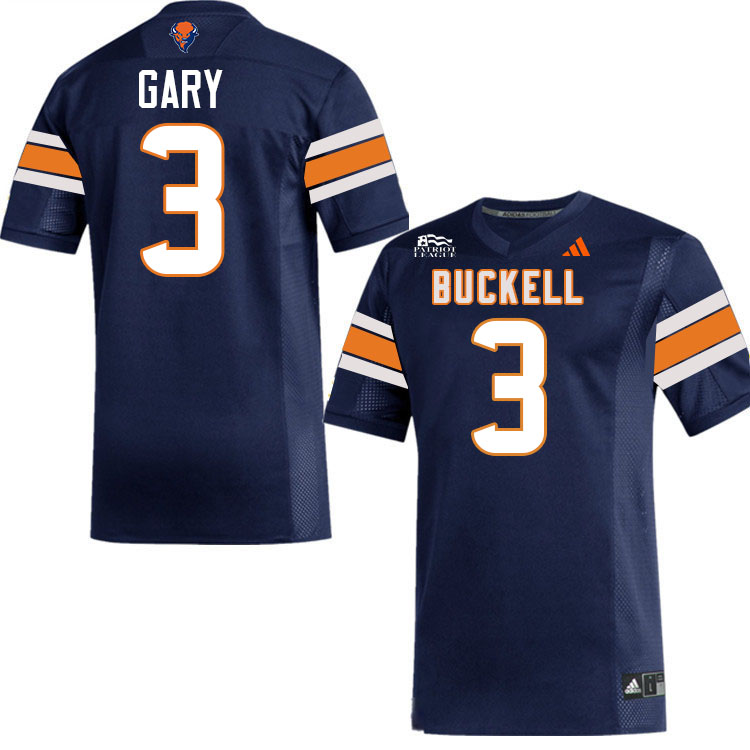 Bucknell Bison #3 Josh Gary College Football Jerseys,Uniforms-Navy